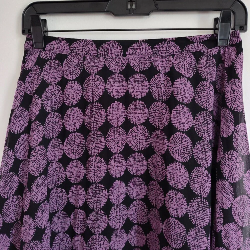 Ladies SZ 0 Halogen Black/Purple Polka-Dot Skirt - Picture 2 of 4